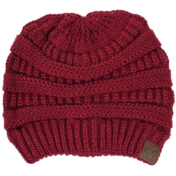 C.C 3pc Metallic Knit Beanie Gloves Scarves Set